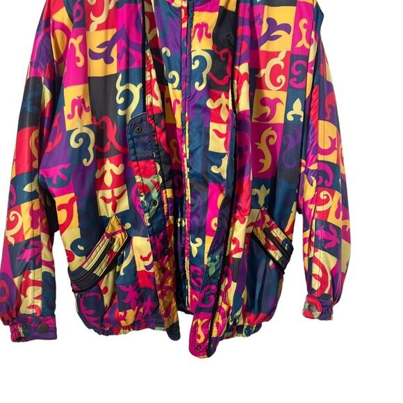 SKEA PARIS/VAIL  Y2K Winter Wear Vintage Abstact Winter Bomber Jacket Size 12 - Picture 2 of 13